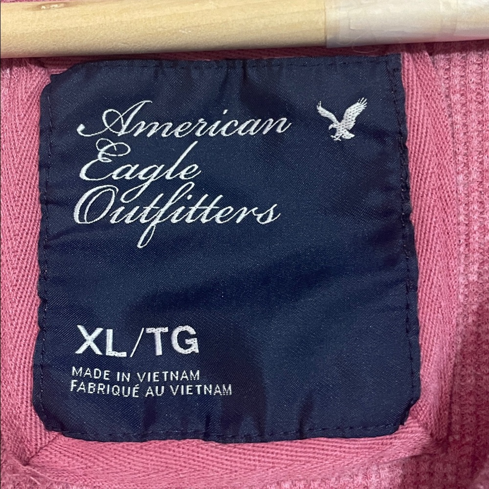 American Eagle Outfitters Rose Pink Hooded Long Sleeve Pullover - Picture 3 of 5